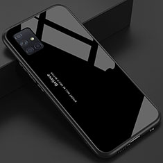 Coque Rebord Contour Silicone et Vitre Miroir Housse Etui pour Samsung Galaxy A51 4G Noir