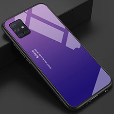 Coque Rebord Contour Silicone et Vitre Miroir Housse Etui pour Samsung Galaxy A51 4G Violet