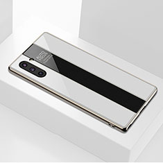 Coque Rebord Contour Silicone et Vitre Miroir Housse Etui pour Samsung Galaxy Note 10 Blanc