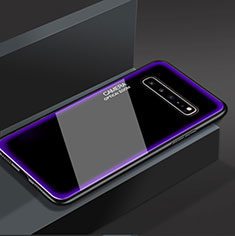 Coque Rebord Contour Silicone et Vitre Miroir Housse Etui pour Samsung Galaxy S10 5G SM-G977B Violet