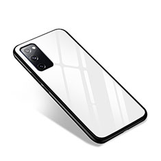 Coque Rebord Contour Silicone et Vitre Miroir Housse Etui pour Samsung Galaxy S20 FE (2022) 5G Blanc