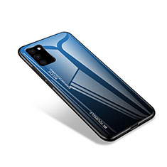 Coque Rebord Contour Silicone et Vitre Miroir Housse Etui pour Samsung Galaxy S20 FE (2022) 5G Bleu