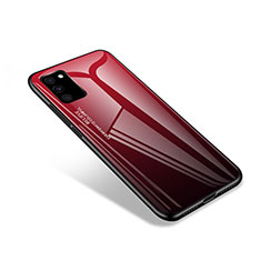Coque Rebord Contour Silicone et Vitre Miroir Housse Etui pour Samsung Galaxy S20 FE (2022) 5G Rouge et Noir