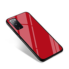 Coque Rebord Contour Silicone et Vitre Miroir Housse Etui pour Samsung Galaxy S20 FE 4G Rouge
