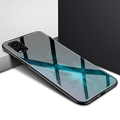Coque Rebord Contour Silicone et Vitre Miroir Housse Etui pour Vivo V20 Pro 5G Bleu
