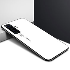 Coque Rebord Contour Silicone et Vitre Miroir Housse Etui pour Vivo X50 5G Blanc