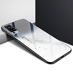 Coque Rebord Contour Silicone et Vitre Miroir Housse Etui pour Vivo X50 Pro 5G Gris