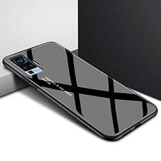 Coque Rebord Contour Silicone et Vitre Miroir Housse Etui pour Vivo X50 Pro 5G Noir
