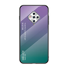 Coque Rebord Contour Silicone et Vitre Miroir Housse Etui pour Vivo X50e 5G Violet