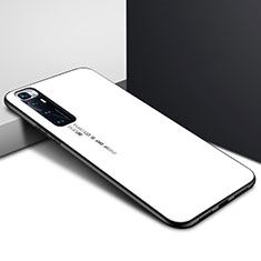 Coque Rebord Contour Silicone et Vitre Miroir Housse Etui pour Xiaomi Mi 10 Ultra Blanc