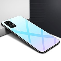 Coque Rebord Contour Silicone et Vitre Miroir Housse Etui pour Xiaomi Mi 10T Pro 5G Bleu Clair