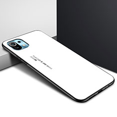 Coque Rebord Contour Silicone et Vitre Miroir Housse Etui pour Xiaomi Mi 11 5G Blanc