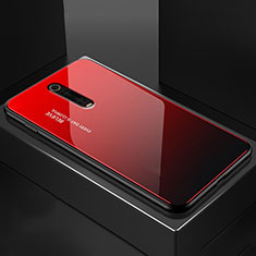 Coque Rebord Contour Silicone et Vitre Miroir Housse Etui pour Xiaomi Mi 9T Pro Rouge