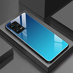 Coque Rebord Contour Silicone et Vitre Miroir Housse Etui pour Xiaomi Poco X5 5G Bleu