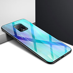 Coque Rebord Contour Silicone et Vitre Miroir Housse Etui pour Xiaomi Redmi 10X 5G Bleu Ciel