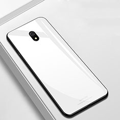 Coque Rebord Contour Silicone et Vitre Miroir Housse Etui pour Xiaomi Redmi 8A Blanc