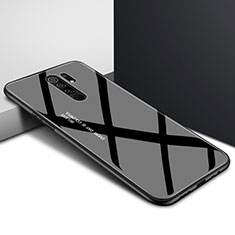 Coque Rebord Contour Silicone et Vitre Miroir Housse Etui pour Xiaomi Redmi 9 Prime India Noir