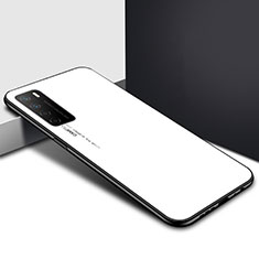 Coque Rebord Contour Silicone et Vitre Miroir Housse Etui T01 pour Huawei Honor Play4 5G Blanc