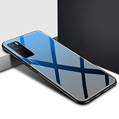 Coque Rebord Contour Silicone et Vitre Miroir Housse Etui T01 pour Huawei Honor Play4 5G Bleu