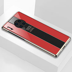 Coque Rebord Contour Silicone et Vitre Miroir Housse Etui T01 pour Huawei Mate 30 5G Rouge