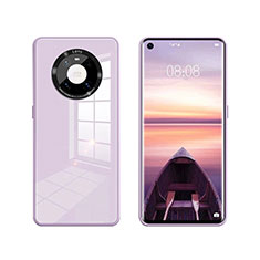 Coque Rebord Contour Silicone et Vitre Miroir Housse Etui T01 pour Huawei Mate 40E 4G Violet Clair