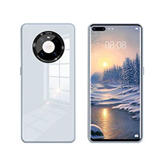 Coque Rebord Contour Silicone et Vitre Miroir Housse Etui T01 pour Huawei Mate 40E Pro 4G Bleu Clair