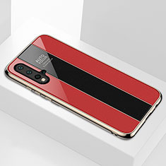 Coque Rebord Contour Silicone et Vitre Miroir Housse Etui T01 pour Huawei Nova 5 Pro Rouge