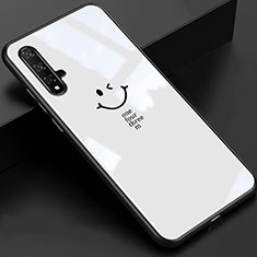 Coque Rebord Contour Silicone et Vitre Miroir Housse Etui T01 pour Huawei Nova 5T Blanc