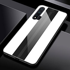 Coque Rebord Contour Silicone et Vitre Miroir Housse Etui T01 pour Huawei Nova 6 Blanc