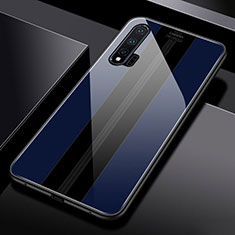 Coque Rebord Contour Silicone et Vitre Miroir Housse Etui T01 pour Huawei Nova 6 Bleu
