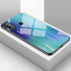 Coque Rebord Contour Silicone et Vitre Miroir Housse Etui T01 pour Huawei P Smart (2020) Cyan