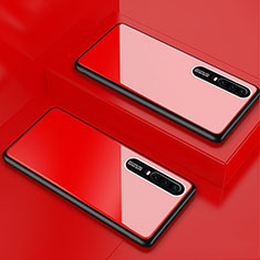 Coque Rebord Contour Silicone et Vitre Miroir Housse Etui T01 pour Huawei P30 Rouge