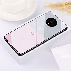 Coque Rebord Contour Silicone et Vitre Miroir Housse Etui T01 pour OnePlus 7T Rose