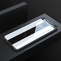 Coque Rebord Contour Silicone et Vitre Miroir Housse Etui T01 pour Oppo Find X Blanc