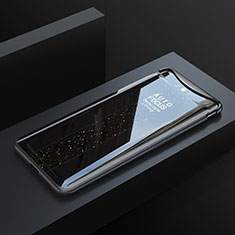 Coque Rebord Contour Silicone et Vitre Miroir Housse Etui T01 pour Oppo Find X Super Flash Edition Noir