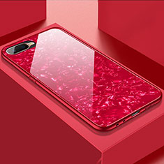 Coque Rebord Contour Silicone et Vitre Miroir Housse Etui T01 pour Oppo RX17 Neo Rouge