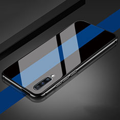 Coque Rebord Contour Silicone et Vitre Miroir Housse Etui T01 pour Samsung Galaxy A70 Bleu