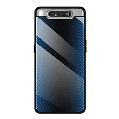 Coque Rebord Contour Silicone et Vitre Miroir Housse Etui T01 pour Samsung Galaxy A90 4G Bleu