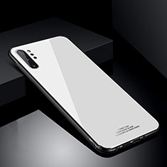 Coque Rebord Contour Silicone et Vitre Miroir Housse Etui T01 pour Samsung Galaxy Note 10 Plus 5G Blanc