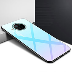 Coque Rebord Contour Silicone et Vitre Miroir Housse Etui T01 pour Xiaomi Mi 10T Lite 5G Bleu Ciel