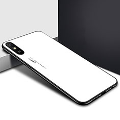 Coque Rebord Contour Silicone et Vitre Miroir Housse Etui T01 pour Xiaomi Redmi 9A Blanc