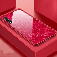 Coque Rebord Contour Silicone et Vitre Miroir Housse Etui T02 pour Huawei Honor 20 Rouge