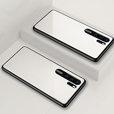 Coque Rebord Contour Silicone et Vitre Miroir Housse Etui T02 pour Huawei P30 Pro New Edition Blanc