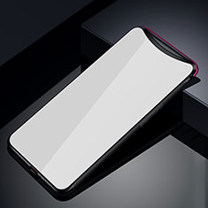 Coque Rebord Contour Silicone et Vitre Miroir Housse Etui T02 pour Oppo Find X Blanc
