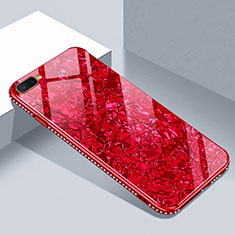Coque Rebord Contour Silicone et Vitre Miroir Housse Etui T02 pour Oppo K1 Rouge