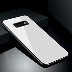 Coque Rebord Contour Silicone et Vitre Miroir Housse Etui T02 pour Samsung Galaxy S10 Plus Blanc