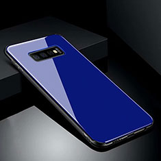 Coque Rebord Contour Silicone et Vitre Miroir Housse Etui T02 pour Samsung Galaxy S10 Plus Bleu