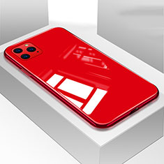 Coque Rebord Contour Silicone et Vitre Miroir Housse Etui T05 pour Apple iPhone 11 Pro Max Rouge