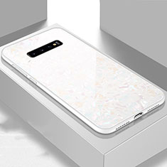 Coque Rebord Contour Silicone et Vitre Miroir Housse Etui U01 pour Samsung Galaxy S10 5G Blanc