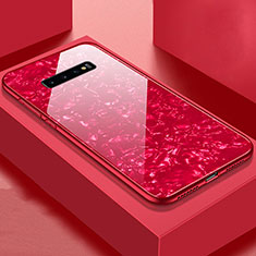 Coque Rebord Contour Silicone et Vitre Miroir Housse Etui U01 pour Samsung Galaxy S10 5G Rouge